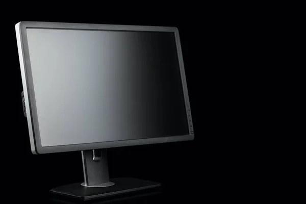 黒の背景にデジタルブラックコンピュータのモニター画面 — ストック写真