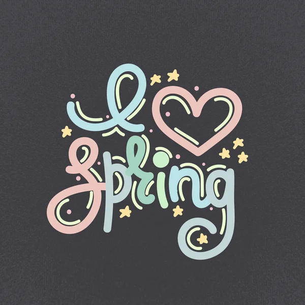 Encanta Primavera Lindo Creativo Dibujado Mano Letras Estilo Freehand Doodle — Foto de Stock