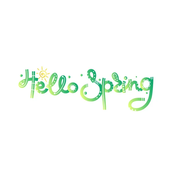 Hello Spring Cute Creative Hand Drawn Lettering Freehand Style Doodle — Stock Photo, Image