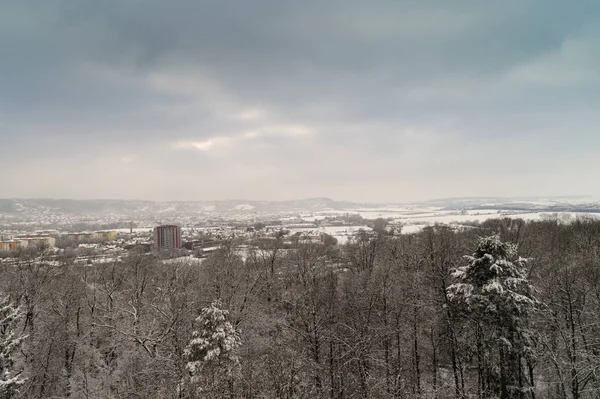 Vinterlandskap Från Fågelperspektiv — Stockfoto