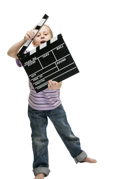 Man Holding Clapperboard — Stock Photo, Image