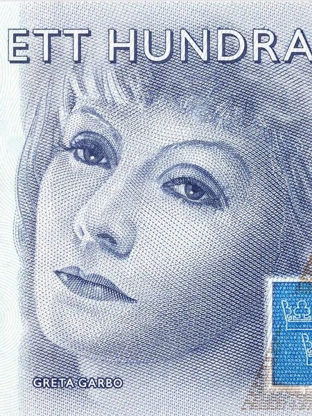 Greta Garbo Porträt Aus Schwedischem Geld — Stockfoto