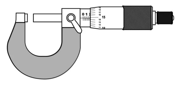 Precision Engineering Measuring Tool Micrometer White Background — Stock Photo, Image