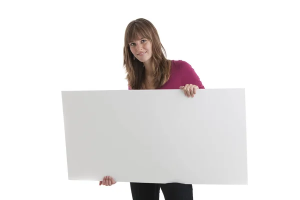 Woman Blank Sign — Stock Photo, Image