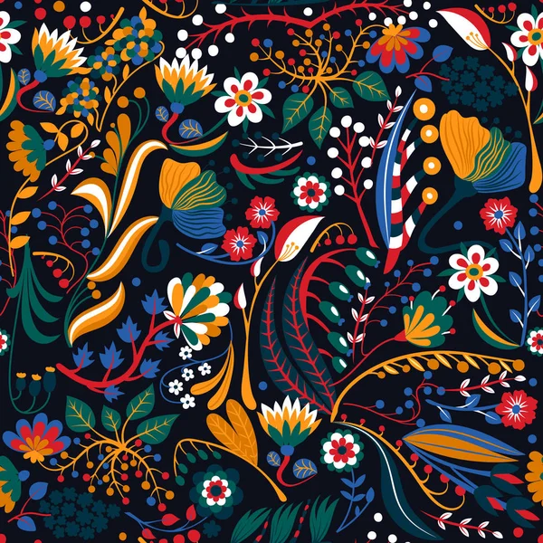Květinový Vzor Bezešvé Ručně Kreslené Kreativní Květiny Barevné Umělecké Zázemí — Stock fotografie