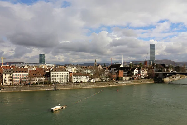Basel Stad Vid Floden Rhen Nordvästra Schweiz — Stockfoto