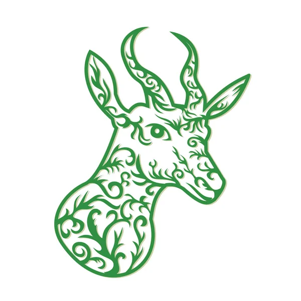 Papírvágású Stílus Illusztráció Egy Fej Springbok Közepes Méretű Antilop Található — Stock Fotó