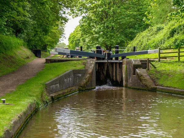 Unteres Tor Einer Kanalschleuse Shropshire Union Canal Bei Audlem Cheshire — Stockfoto