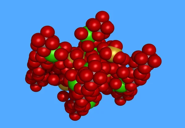 从蓝色中分离出来的叶晶石分子模型 — 图库照片