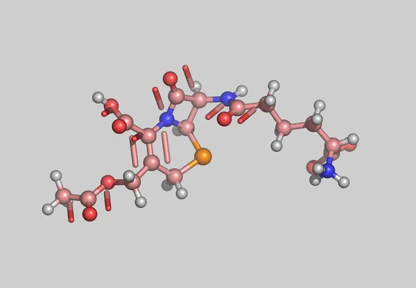 Antybiotyki Cefalosporynowe Model Molekularny Izolowany Szarości — Zdjęcie stockowe