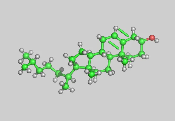 Molekulární Model Cholesterinu Izolovaný Šedé — Stock fotografie