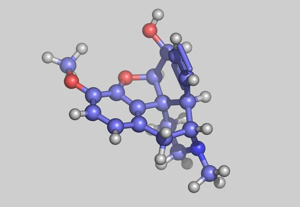 灰色分离的鸦片剂分子模型 — 图库照片