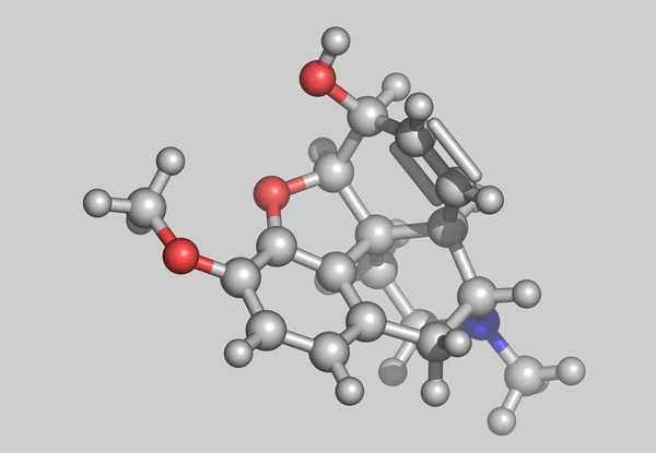 灰色分离的鸦片剂分子模型 — 图库照片
