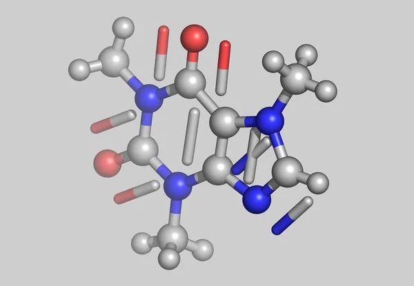 从灰色分离出来的生物碱分子模型 — 图库照片