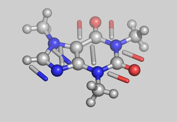 从灰色分离出来的生物碱分子模型 — 图库照片