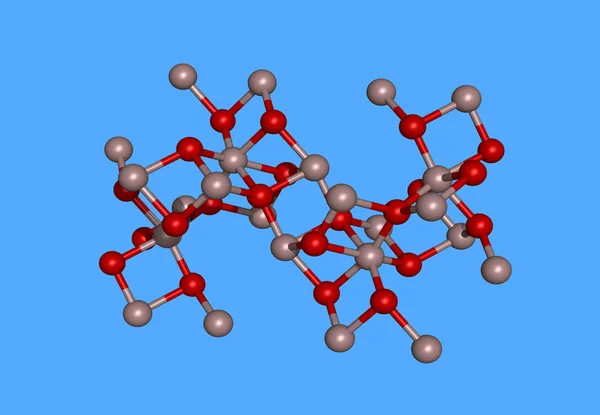Modelo Molecular Corindo Mineral Isolado Azul — Fotografia de Stock