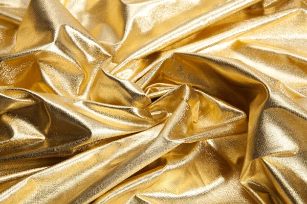 Dalgalanmalar Gibi Kumaş Altın Bir Parça Yakın Çekim Görünümü Lüks — Stok fotoğraf