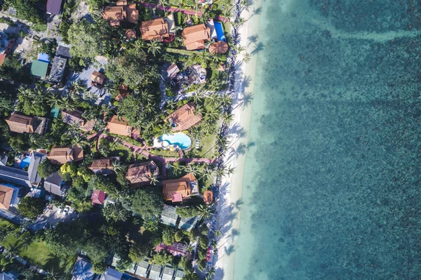 stock image great aerial drone flight over beautiful beach and sea in thailand, koh samui