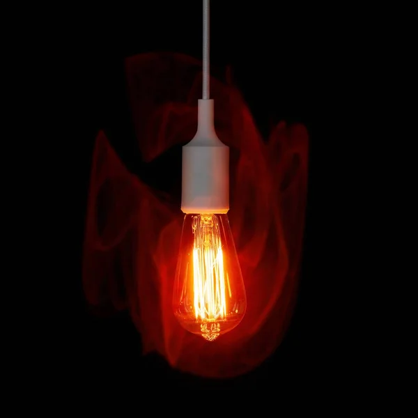 Uma Lâmpada Não Particularmente Brilhante Contra Fundo Escuro — Fotografia de Stock