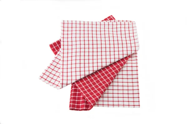 Asciugamani Cucina Rosso Bianco Scacchi Sfondo Bianco — Foto Stock
