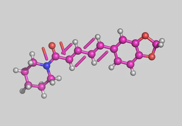 从灰色分离出来的生物碱分子模型 — 图库照片