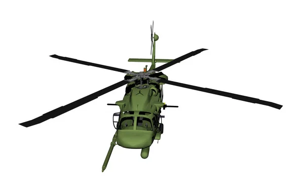 Військовий Вертоліт Ізольований Білому — стокове фото