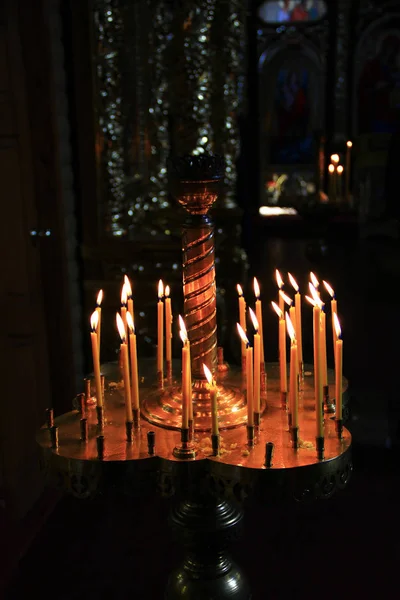 Church Candles Candlesticks Church Burn Darkness — Stock Photo, Image