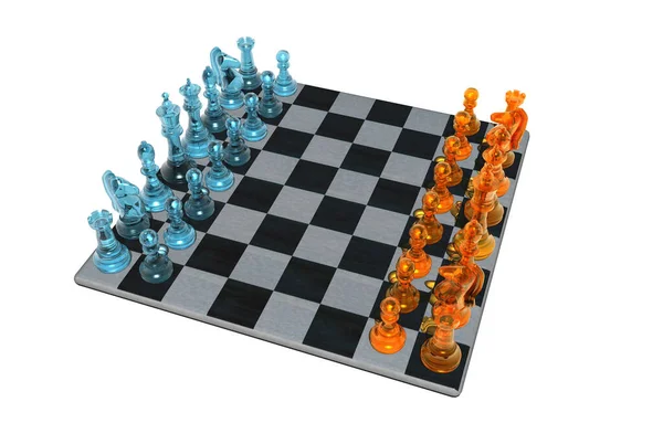 Chessboard Glass Figures — Stock Photo, Image