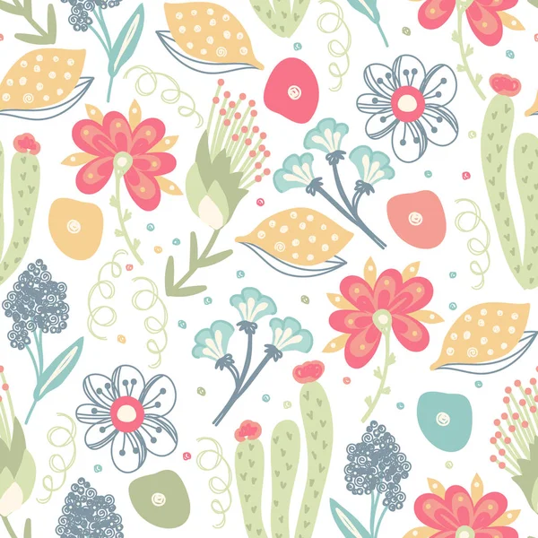Florales Nahtloses Muster Handgezeichnete Kreative Blumen Bunte Künstlerische Hintergrund Mit — Stockfoto