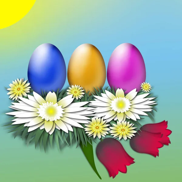 Easter Arrangement Easter Eggs — Stock Photo, Image