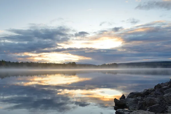 스웨덴 스칸디나비아 Mirroring Silence Tourism Shore Environment Forest — 스톡 사진