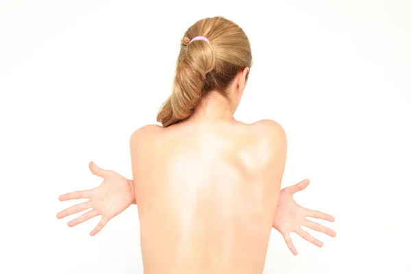 Mujer Está Mostrando Espalda —  Fotos de Stock
