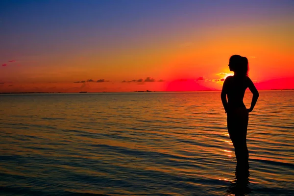 Woman Silhouette Water — Stock Photo, Image