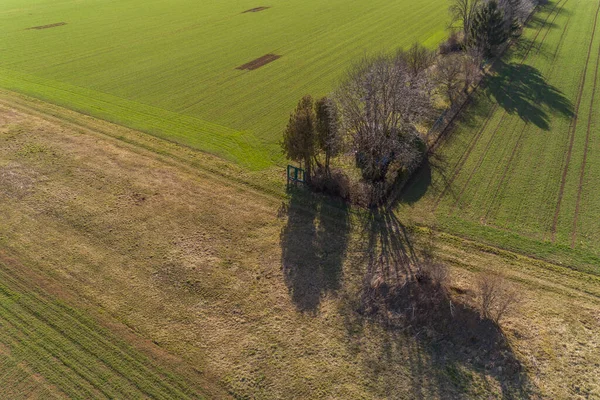 从鸟瞰看冬季的农田 — 图库照片