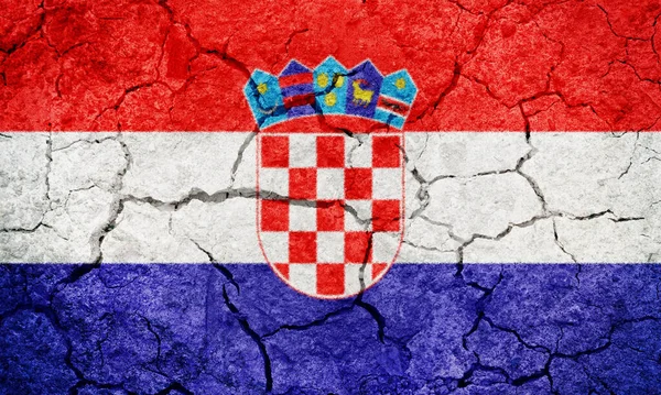 République Croatie Drapeau Sur Terre Sèche Texture Fond — Photo