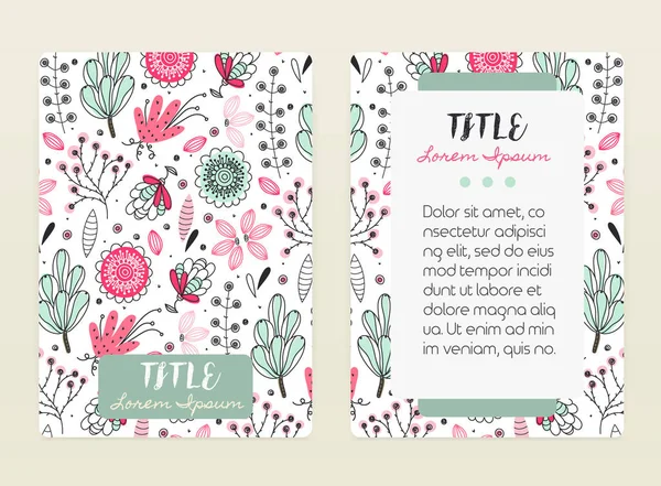 Diseño Cubierta Con Patrón Floral Flores Creativas Hechas Mano Fondo — Foto de Stock