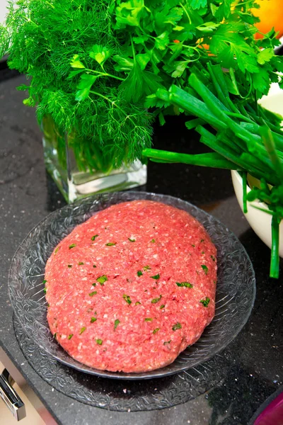 Carne Picada Cozinha Close — Fotografia de Stock