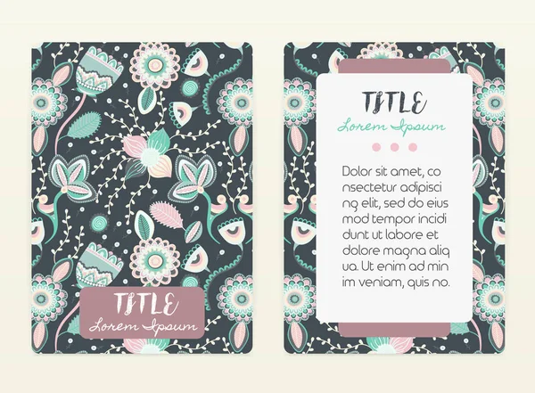 Diseño Cubierta Con Patrón Floral Flores Creativas Hechas Mano Fondo —  Fotos de Stock