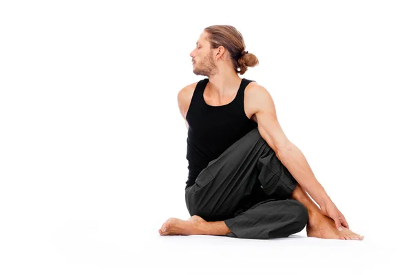 Homme Faisant Yoga Mode Vie Sain — Photo