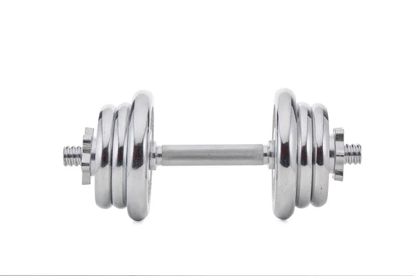 Steel Dumbbell Weights White Background Sports Bodybuilding Equipment — Stock Photo, Image