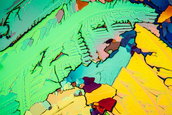 偏光中的尿素 晶体放大100X — 图库照片