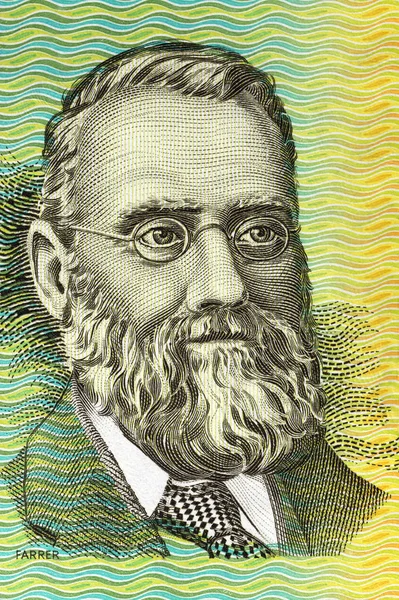 William Farrer Portrait Old Australian Money — Stock Photo, Image