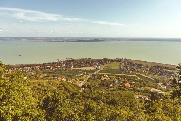 Krajobraz Powietrza Jeziorze Balaton Węgrzech — Zdjęcie stockowe