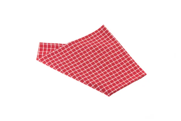 Czerwony Biały Kratkę Ręcznik Kuchenny Białym Tle — Zdjęcie stockowe