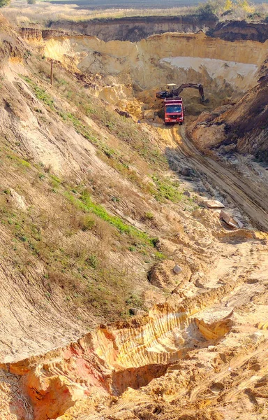 Extraction Illégale Ressources Naturelles Sable Dans Une Carrière — Photo