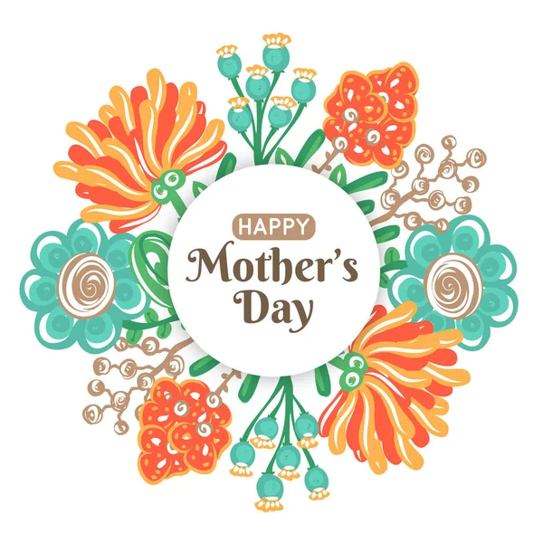 Feliz Día Madre Vacaciones Mamá Decoración Floral Marco Redondo Flores —  Fotos de Stock