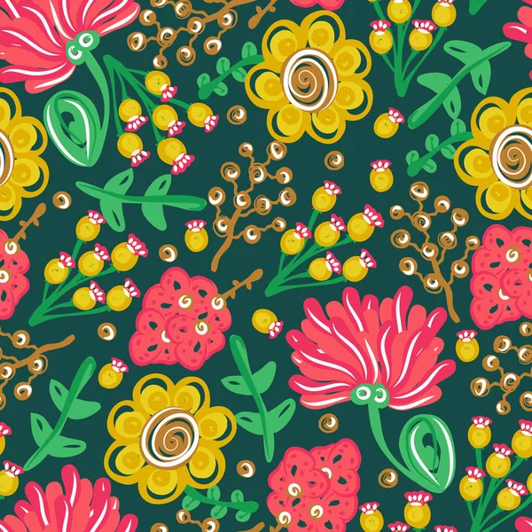 Padrão Sem Costura Floral Mão Desenhado Flores Criativas Fundo Artístico — Fotografia de Stock