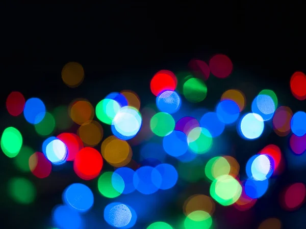 Coloridas Luces Navidad Bokhe Sobre Fondo Negro — Foto de Stock