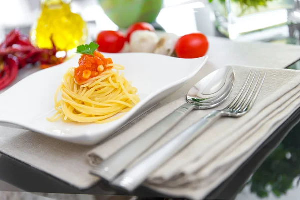 Spaghetti Italiano Pasta Larga — Foto de Stock