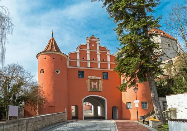Yukarı Kapı Neuburg Ortaçağ Şehir Kapısı Danube Üzerinde — Stok fotoğraf